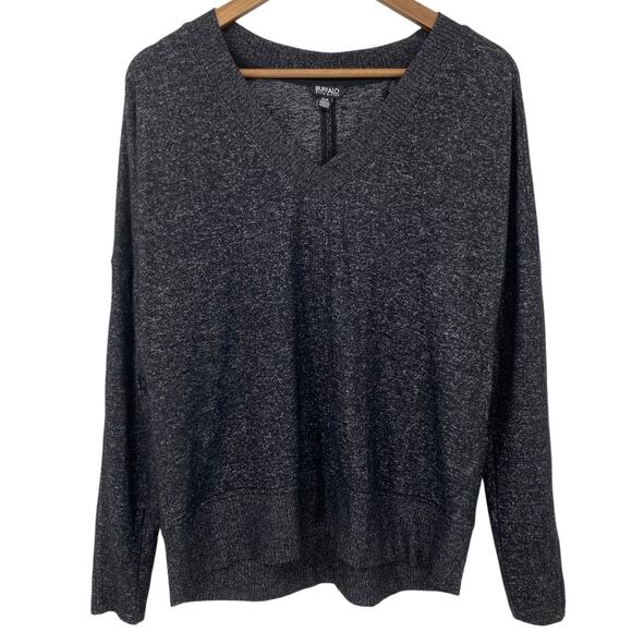 BUFFALO DAVID BITTON NWOT Cozy Knit Relaxed V Neck Sweater Heather Gray Medium - Picture 1 of 5